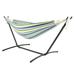 Double Hammock with Steel Stand Two Person Adjustable Hammock Bed - Storage Carrying Case Included (Green Stripn)