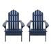 Cytheria Acacia Wood Outdoor Foldable Adirondack Chairs Set of 2 Navy Blue
