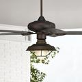 52 Casa Vieja Orb Industrial Rustic Indoor Outdoor Ceiling Fan with LED Light Oil Rubbed Bronze Caged Frosted Glass Wet Rated for Patio Exterior Home