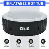 CO-Z 6 Person Inflatable Hot Tub 7ft Indoor Outdoor Spa with 130 Jets Heater Cover Pump Black