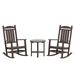 WestinTrends Malibu Classic 3 Piece Outdoor Rocking Chairs Set All Weather Poly Lumber Adirondack Rocker Bistro Set Patio Deck Porch Chairs Set of 2 with Side Table Dark Brown