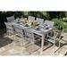 Belvedere 9-Piece Brushed Aluminum Outdoor Patio Furniture Dining Table Set with Dining Table and Eight Sling Chairs