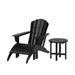 Westin Outdoor 3-Pieces Adirondack Chair with Ottoman & Side Table Set Included HDPE Plastic UV Weather Resistant Black