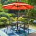 MF Studio 6-Piece Outdoor Patio Set with 10 FT Umbrella 4 PCS Metal Steel Stacking Chairs &1 PC Square Dining Table All Weather-resistant Orange Red Umbrella
