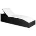 Anself Folding Outdoor Sun Lounger with Cream White Cushion Backrest Adjustable Black Poly Rattan Chaise Lounge Chair for Patio Pool Deck Backyard Garden 75.6 x 24.4 Inches (W x D)