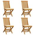 Dcenta 4 Piece Folding Garden Chairs with Cream Cushion Teak Wood Outdoor Dining Chair for Patio Backyard Poolside Beach 18.5 x 23.6 x 35 Inches (W x D x H)