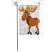 KDAGR Brown Elk of Moose Cartoon Clipart Amusing Antlers Big Garden Flag Decorative Flag House Banner 12x18 inch