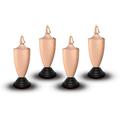 Legends Direct Set of 4 Premium Elegant Metal Tabletop Outdoor Torches for Patio Lawn and Garden - Tiki Style Metal Torch /w Snuffer Fiberglass Wick & Large 35oz Oil (Large Hammered Copper)