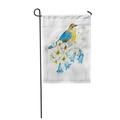 LADDKE Green Watercolor of Bird with Flowers Delicate Wildflowers Blue Bells Daisy Garden Flag Decorative Flag House Banner 28x40 inch