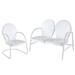 Afuera Living Vintage 2 Piece Metal Patio Sofa Set in White