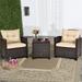 Costway 3PCS Patio Rattan Furniture Set Cushioned Conversation Set Sofa Coffee Table Beige