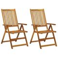 Anself 2 Piece Folding Garden Reclining Chairs Acacia Wood Backrest Adjustable Wooden Camping Chair for Patio Backyard Poolside Beach Outdoor Furniture 22.4 x 28 x 43.3 Inches (W x D x H)