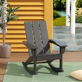 WestinTrends Ashore Patio Rocking Chair All Weather Poly Lumber Plank Adirondack Rocker Chair Modern Farmhouse Outdoor Rocking Chairs for Porch Garden Backyard and Indoor Gray