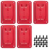 Welpettie 5Pcs Tool Mount Holder Plastic Electric Tool Battery Dock Holder Heavy Duty Power Tool Hanger with Screws for Dewalt 14.4/18/20V Battery Tool Milwaukee M18 18V Tool