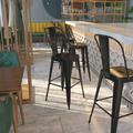 Flash Furniture 30 High Metal Indoor-Outdoor Barstool with Back Black