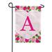 America Forever Flags Monogram Letter A Garden Flag - Pink Roses - 12.5 x 18 Inches Happy Valentine s Day Pink Roses Love Heart Double Sided Flag Seasonal Yard Outdoor Holiday Decor