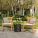 Noble House Tampa Outdoor Acacia Wood 3 Pc Chat Set w/ Round Table