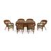 Tortuga Outdoor Portside 7 Piece Dining Set (6 chairs 66 dining table) Amber Wicker Haliwell Caribbean Cushion