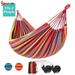 Spencer Brazilian-Style Outdoor Large Cotton Double Hammock Bed for 2-Person with Carrying Bag for Patio Porch Garden Backyard Lounging Outdoor Red