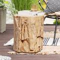 Yangming Outdoor Concrete Side Table Faux Wood Stump Stool Wood Patio End Table