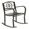 SamyoHome Outdoor Wrought Iron Rocking Chair Rustic Black