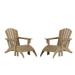 WestinTrends Dylan Outdoor Lounge Chairs Set of 2 4 Pieces Seashell Adirondack Chairs with Ottoman Set All Weather Poly Lumber Outdoor Patio Chairs Furniture Set Weathered Wood