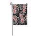 KDAGR Beige with Red Flowers Leaves Watercolor Floral Pattern Rose for on Black Gray Garden Flag Decorative Flag House Banner 12x18 inch