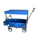 Branax Garden Wagon Cart Heavy Duty Utility Wagon Cart with All-Terrain Wheels and Adjustable Handle Yard Cart with Removable Canopy Steel Blue