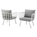Lounge Chair Set of 2 Aluminum Metal Steel White Grey Gray Modern Contemporary Urban Design Outdoor Patio Balcony Cafe Bistro Garden Furniture Hotel Hospitality