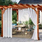 Sheer Outdoor Curtains for Patio Waterproof 52 x 108 Inches Long - Grommet Semi-Sheer Curtains for Bedroom Pergola Porch Gazebo and Cabana 2 Panels