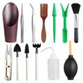 13PCS Garden Hand Tools Bonsai Succulent Miniature Planting Tool Set Garden Planting Care Tools Trimmer Rake Shovels Watering Bottle