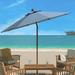 SAFAVIEH Cannes 9 Market Push Wooden Patio Umbrella Baby Blue