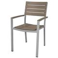 Source Furniture Vienna Aluminum Frame Patio Dining Arm Chair in Gray