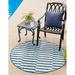 Unique Loom Striped Indoor/Outdoor Striped Rug Blue/Ivory 4 1 Round Geometric Contemporary Perfect For Patio Deck Garage Entryway