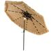 Gymax 9 ft Solar Powered Thatched Tiki Patio Umbrella Beach 2 Tier Hawaiian Crank