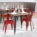 BizChair Commercial Grade Red Metal Indoor-Outdoor Chair with Arms with Red Poly Resin Wood Seat