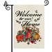 Welcome To Our Home Garden Flag Fall Watercolor Flowers Pumpkin Flags Banners 12.5x18 Inch Burlap Vertical Double Sided Design Outside Decoration