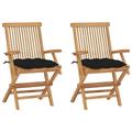 vidaXL Patio Chairs Outdoor Bistro Folding Chair with Cushions Solid Wood Teak