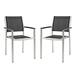 Pemberly Row 18 Modern Aluminum Outdoor Dining Chair in Silver/Black (Set of 2)