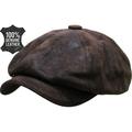 100% Genuine Leather Dark Brown Mens Ivy Hat Golf Driving Ascot Flat Cabbie Newsboy