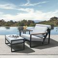 ATR ART to REAL 3PCS Outdoor Aluminum Recliner Sets Outside Facedown Lounge Chair with Ottoman & Side Table Gray