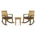 Yvonne Patio Acacia Wood Rocking Chairs with Accent Table Teak and Dark Gray