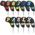 Wosofe Golf Iron Head Covers 11pcs Thicken PU Leather Soft Color Number Embroidery Edging Closely Protector Right Handed Waterproof Fit Most Brands