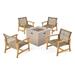 Noble House Augusta Outdoor 5 Piece Wicker Club Chairs & Fire Pit Set Gray