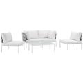 Modern Contemporary Urban Design Outdoor Patio Balcony Five PCS Sectional Sofa Set White Rattan