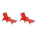 Costaelm Paradise Adirondack Outdoor Chaise Lounge with Arm (Set of 2) Red