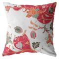 Red White Garden Indoor Outdoor Throw Pillow