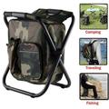2 IN 1 Folding Camping Chair Backpack Stool Backpack with Cooler Insulated Picnic Bag Hiking Camouflage Seat Table Bag Camping Gear for Outdoor Indoor Fishing Travel Beach BBQ
