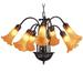 20 W Amber Pond Lily 7 Lt Chandelier