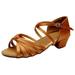 iOPQO Women s sandals Women Fashion Dancing Rumba Waltz Prom Ballroom Latin Dance Shoes Sandals Ladies Low Heel Cross Strap Brown 37